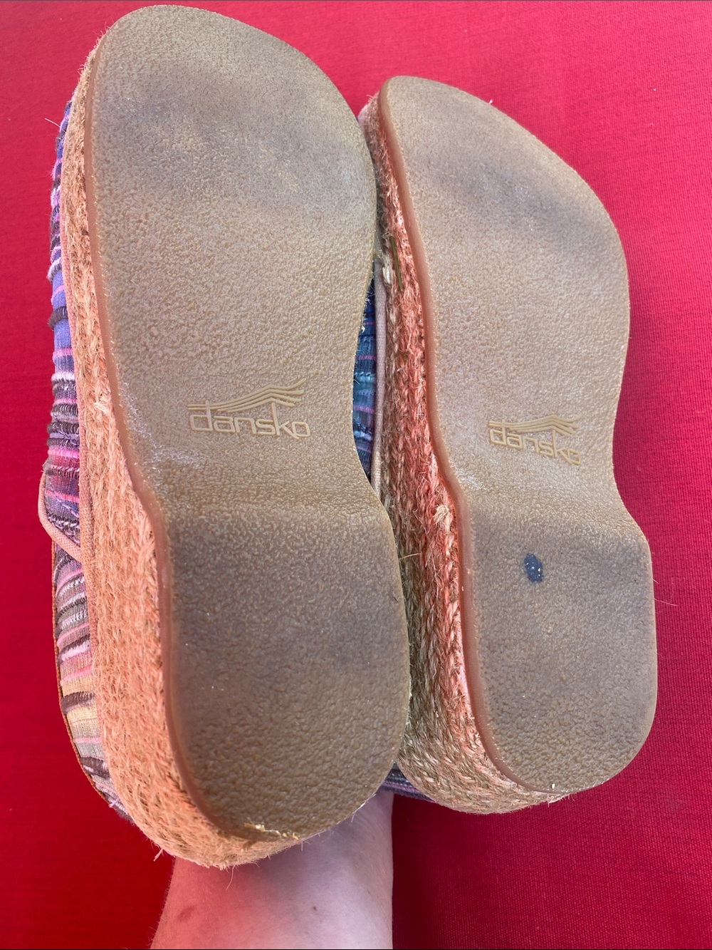 Dansko Jute Pro Shoes Womens 40 US Size 9.5-10 Rainbow Striped Artisan clogs - Picture 8 of 12